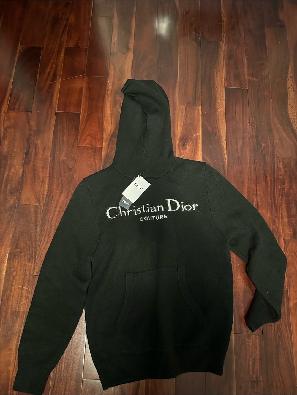 Dior Black Christian Dior Couture Embroidered Logo Hoodie